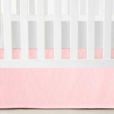 Lush Décor Printed Linen Textured Solid Crib Skirt Pink Single 28x52x16 - Triangle Home Décor 21T012479