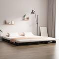 vidaXL Pallet Bed Black 150x200 cm King Size Solid Wood