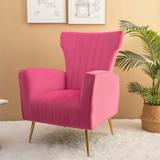 Modern Wingback Accent Lounge Arm Chair Velvet Chair with Gold Metal Legs Upholstered Single Sofa Chair for Living Room Bedroom
