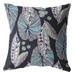 26" Blue Purple Tropical Leaf Indoor Outdoor Zippered Throw Pillow