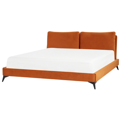 Polsterbett Orange 180 x 200 cm Samtstoff Mit Lattenrost Elegant Modernes Design