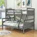 Harper Orchard Twin-Over-Full Wood Bunk Bed w/ Ladder & Guardrail in Gray | 62 H x 55 W x 78 D in | Wayfair 4737956214C345C98B1984743E45CB36