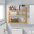 Ebern Designs Bathroom Bamboo Shelf Organizer - 3 Tier Storage Shelf w/ Adjustable Wall Mounted Shelf Rack Over Toilet, Use For Bathroom, Kitchen | Wayfair