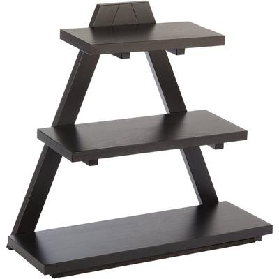 APS Triangle 20 7/8" x 8 1/4" x 21 11/16" Wide Black Wood 3-Tier Buffet / Display Stand
