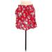 H&M Casual Mini Skirt Mini: Red Floral Bottoms - Women's Size Medium