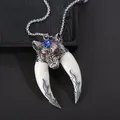 Collier pendentif dent de loup pour homme cadeau de bijoux de moto punk design créatif rétro