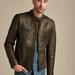 Lucky Brand Washed Leather Bonneville Jacket - Men's Clothing Outerwear Jackets Coats in Washed Black, Size M