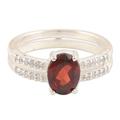 Passion Catwalk,'Cubic Zirconia Solitaire Ring with Faceted Garnet Stone'
