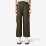 Dickies Women's Relaxed Fit Double Knee Pants - Military Green Size 8 (FPR12)