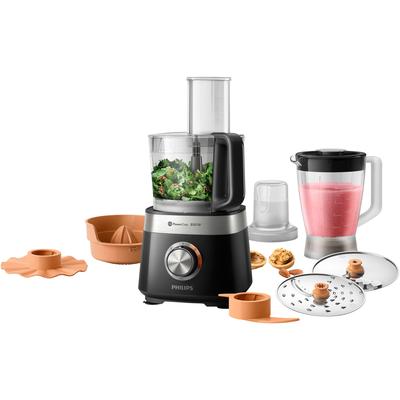 PHILIPS Küchenmaschine "HR7530/10 Viva Collection", schwarz, B:24,4cm H:37,7cm T:24,4cm, Küchenmaschinen, 31 Funktionen, inkl. 2-in-1 Schneidescheibe und Zitruspressenaufsatz