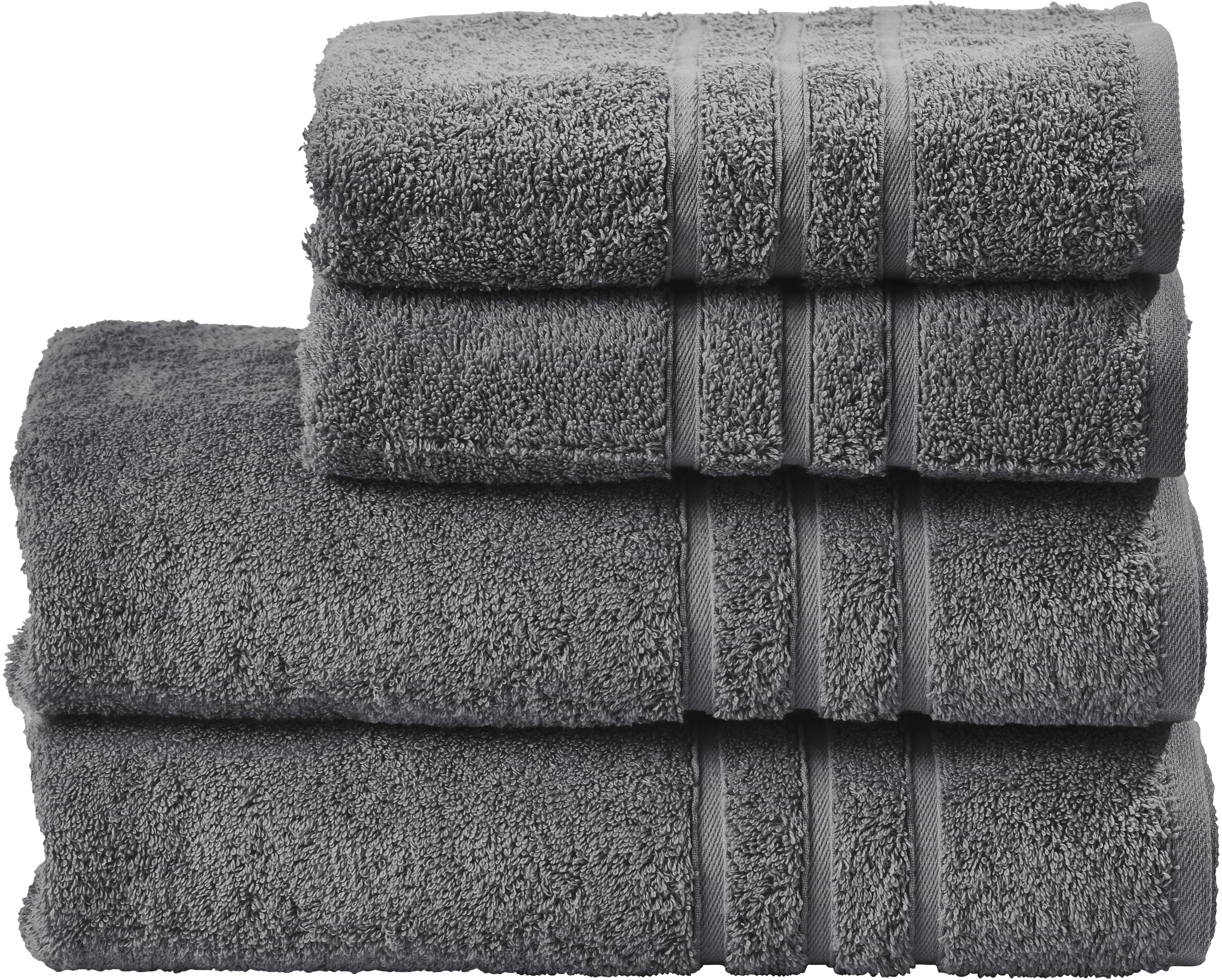 Handtuch Set DONE. "Daily Uni", grau (anthrazit), 4 Stk., 2 Handtücher (50x100cm), 2 Duschtücher (70x140cm), Walkfrottier, Walkfrottier, Obermaterial: 100% Baumwolle, Handtücher, 2x Handtücher (50x100 cm) & 2 Duschtücher(70x140 cm)