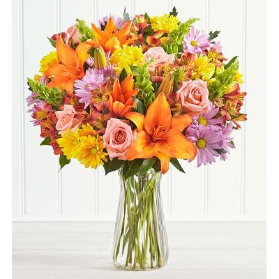 1-800-Flowers Flower Delivery Fresh Market Double Bouquet W/ Clear Vase
