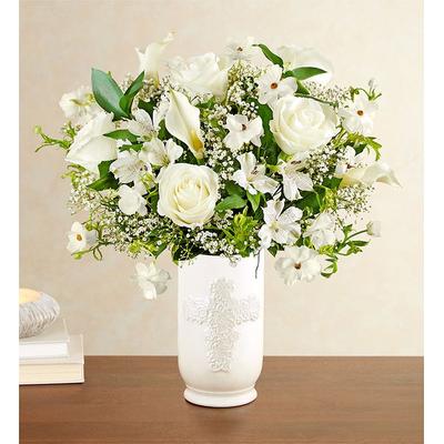 1-800-Flowers Everyday Gift Delivery Serenity Bouquet W/ Ceramic Cross Vase