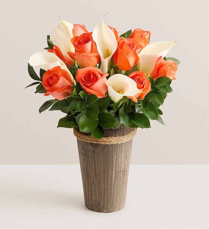 1-800-Flowers Flower Delivery Autumn Rose & Calla Lily Bouquet W/ Woodland Vase
