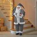 Marco Paul Deluxe Father Christmas Decorations Santa Claus - Free Standing Luxurious Plush Fabric Festival Accessories - Classical Santa Claus for Christmas Indoor Home Decoration, Xmas Decor (110cm)