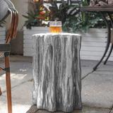 DOWLVN Tree Stump Trunk Side End Table, Faux Wood Patio Table, Garden Stool Stone/Concrete in Gray | 20 H x 14 W x 14 D in | Wayfair 22MJK135-SL