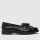 schuh Wide Fit compass tassel loafer flat shoes in black