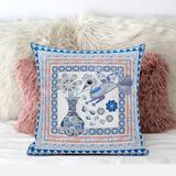 Rosdorf Park Fridlund Love Your Vase Peacock Outdoor Square Pillow Cover & Insert Polyester/Polyfill in Gray/Blue/Yellow | Wayfair