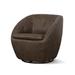 Barrel Chair - Ebern Designs Mechtildis 30" W Tufted Leather Match Swivel Barrel Chair Wood/Leather Match/Leather in Brown | Wayfair