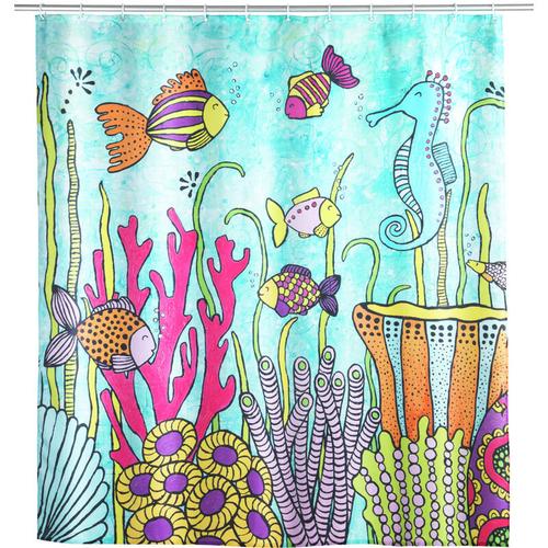 Duschvorhang Rollin’Art Ocean Life, Polyester, 180 x 200 cm, waschbar, Mehrfarbig, Polyester