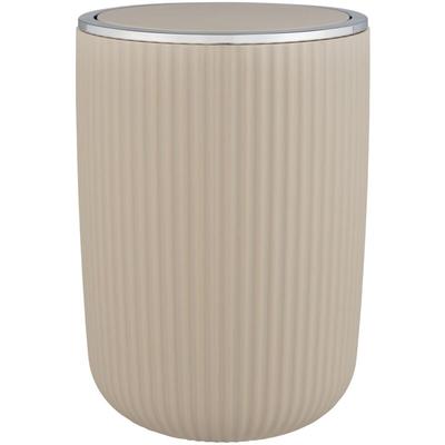 Wenko - Schwingdeckeleimer Agropoli l Beige, Kosmetikeimer mit Schwingdeckel, 5,5 l, Beige,