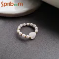 Bagues en perles de pierre naturelle pour femmes coeur de perle index élastique cadeaux de bijoux