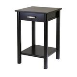 31" Dark Espresso Unique Liso Square Shaped Top End Table DrawerShelf