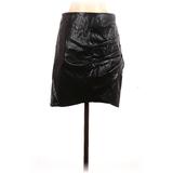 Shein Faux Leather Skirt: Black Solid Bottoms - Women's Size 6