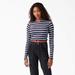 Dickies Women's Striped Long Sleeve Cropped T-Shirt - Wine/jacaranda Baby Stripe Size S (FLR51)