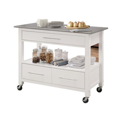 Kitchen Cart by Acme in Stainless Steel White