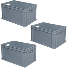 BRB 3 Eurobehälter, 63 Liter, LxBxH 600 x 400 x 320 mm, grau, Industriequalität Image