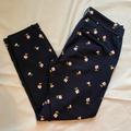 J. Crew Pants & Jumpsuits | Jcrew Mercantile Navy Pants With Pink Flower Print | Color: Blue/Pink | Size: 4