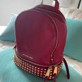 Michael Kors Bags | Michael Kors Medium, Leather Studded Backpack. “Rhea” | Color: Gold/Red | Size: 10”Wx11.75”Hx4.5”Deep