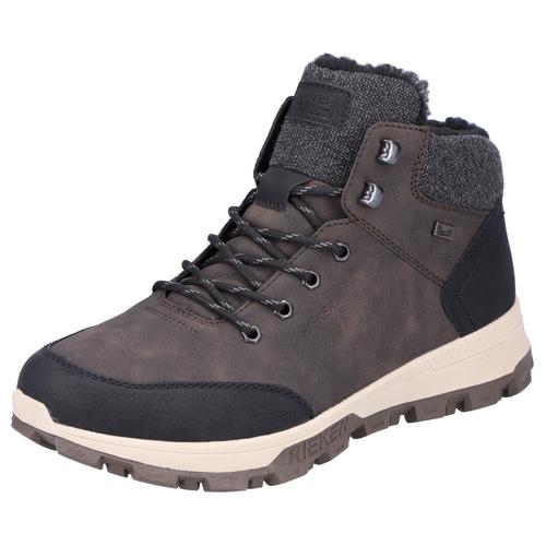 Winterboots RIEKER Gr. 43, braun (braun, kombiniert) Herren Schuhe mit komfortabler SoftFoam-Innensohle, Freizeitschuh, Schnürschuh