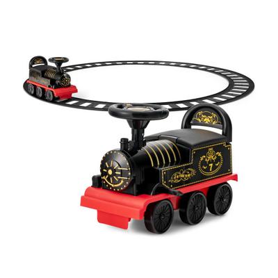 Costway 6V Electric Kids Ride On Car Toy Train with 16 Pieces Tracks-Black