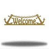 Riverside Designs LLC Welcome Anchor Wall Accent Metal in Yellow | 7.5 H x 30 W x 0.01 D in | Wayfair WA0004-4gld30