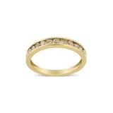 Women's Yellow Gold Plated Sterling Silver Channel Set Round Champagne Diamond 11 Stone Band Ring by Haus of Brilliance in White (Size 10)