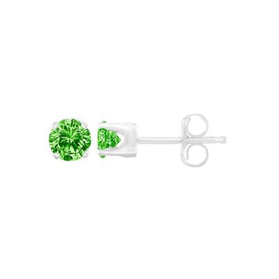 Women's Sterling Silver Round Brilliantcut Green Diamond Classic 4Prong Stud Earrings by Haus of Brilliance in White