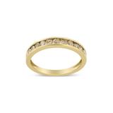 Women's Yellow Gold Plated Sterling Silver Channel Set Round Champagne Diamond 11 Stone Band Ring by Haus of Brilliance in White (Size 5)