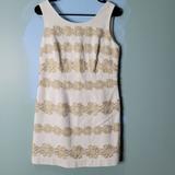 Lilly Pulitzer Dresses | Lilly Pulitzer Floral Gold Applique Dress Size 6 Cream | Color: Cream/Gold | Size: 6