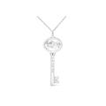 Women's Sterling Silver Diamond Accent Taurus Zodiac Key Pendant Necklace by Haus of Brilliance in White