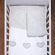 4 Piece 120x90 cm Duvet & Cover with Pillow & Pillowcase Bedding Set for Baby Cot (Heart Grey)