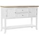 Pegane - Console Table console en bois de sapin et mdf coloris blanc/ naturel - Longueur 120 x