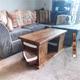 Rustic Coffee Table With Wicker Baskets - Wooden Table with Storage - Chunky Rustic Side Table with Shelves