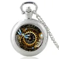 Montre de poche pour hommes et femmes style Steampunk classique Design libellule dôme en verre