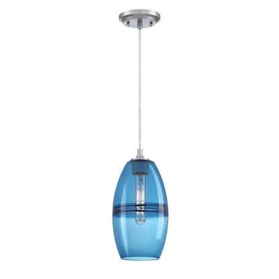 Westinghouse 611872 - 1 Light Brushed Nickel with Sapphire Glass Mini Pendant Ceiling Light Fixture (1Lt Pend BN w/Sapphire Glass (6118700))