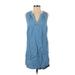 Old Navy Casual Dress - Shift V Neck Sleeveless: Blue Print Dresses - Women's Size Small