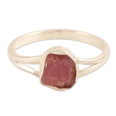 Creative Magic,'Sterling Silver Single Stone Ring with Freeform Ruby Gem'