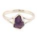 Graceful Magic,'Sterling Silver Single Stone Ring with Freeform Amethyst Gem'