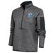 Women's Antigua Heather Charcoal Los Angeles Chargers Throwback Logo Fortune Half-Zip Pullover Jacket
